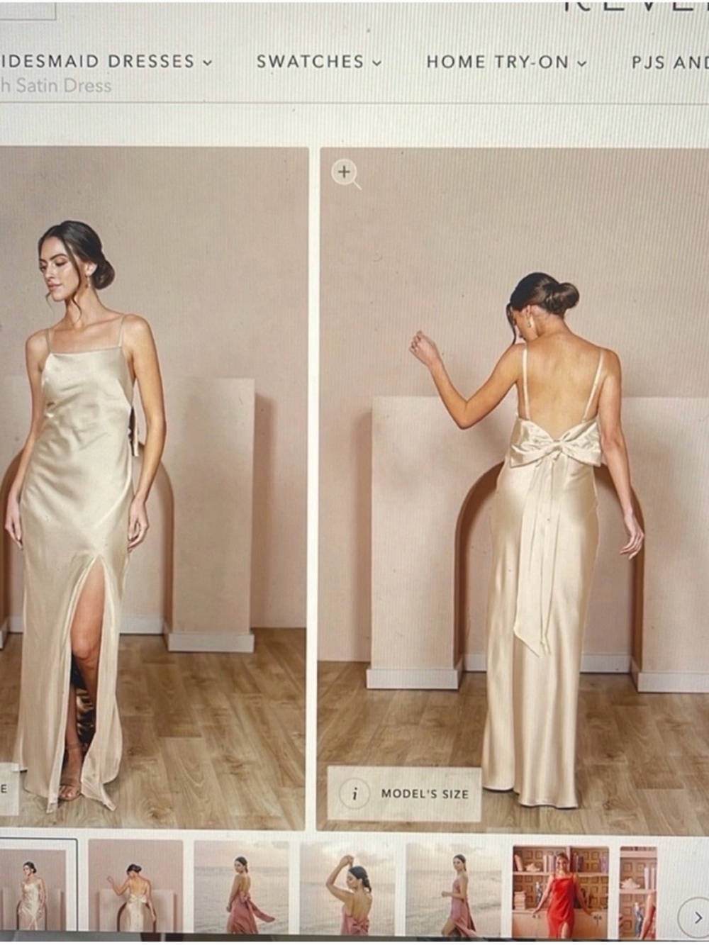 Revelry Satin Slip Dress in Champagne